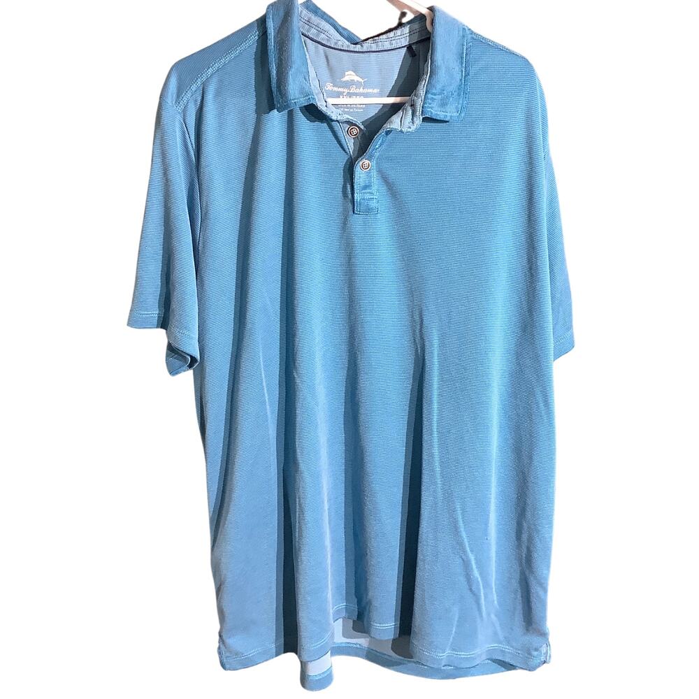 Tommy Bahama Blue Textured Polo Shirt Men’s XXL — Coastal, Golf, Resort